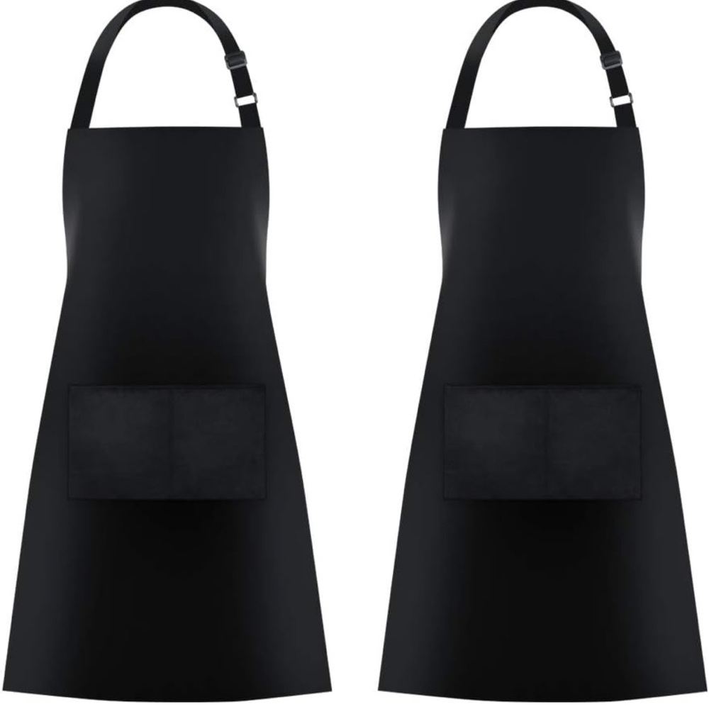 NIB BIB APRON 2 Pack!! Black! 2 large front pockets! By Biosew.